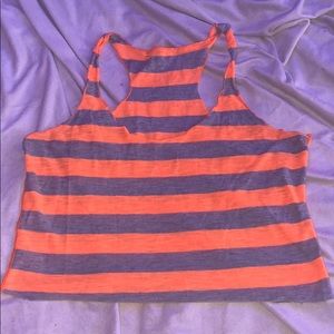 Neon orange and gray striped tank